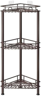 SWTYMIKI Standing Shower Caddy Corner - 3‑Tier Stainless Steel Shower Organizer Shelf with 12 Hooks and Adhesive Pads, Rustproof Corner Shelves Stand Rack for Bathroom Shower Room, Bronze - Image 7
