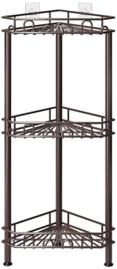 SWTYMIKI Standing Shower Caddy Corner - 3‑Tier Stainless Steel Shower Organizer Shelf with 12 Hooks and Adhesive Pads, Rustproof Corner Shelves Stand Rack for Bathroom Shower Room, Bronze - Image 7