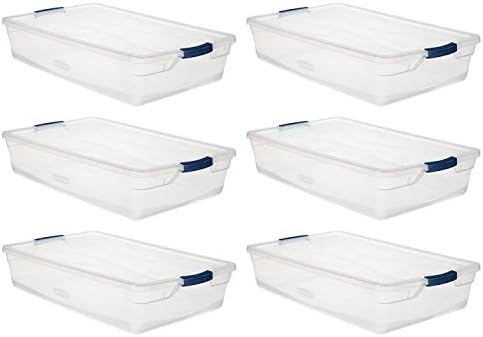 Rubbermaid Cleverstore Clear 41 QT Pack of 6 Stackable Plastic Storage Containers with Durable Latching Clear Lids by Rubbermaid