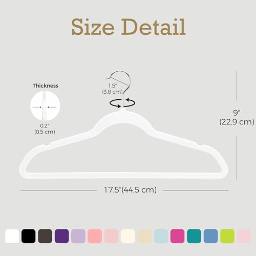 HOUSE DAY White Velvet Hangers 60 Pack, Premium Non Slip Clothes Hanger - Image 5
