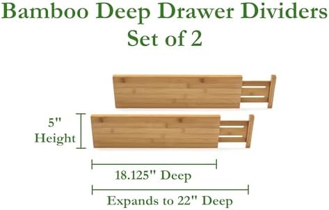 Lipper International 8897 Bamboo Wood Custom Fit Adjustable Deep Kitchen Drawer Dividers, Set of 2 - Image 2