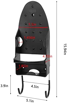Electric Iron Holder,Heat ant 2 in 1 Wall Mounted Iron Board Rack,Iron and Ironing Board Storage Organizer Shelf,for Household Bathroom Laundry Room (Black) - Image 2