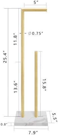 GZILA Toilet Paper Holder Stand Brushed Gold with Reserve, Marble Base Design, Free Standing Bathroom Tissue Roll Holder Freestanding, SUS304 Stainless Steel - Image 2