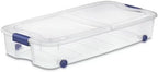 The 66 Quart Clear Underbed Storage Container with Latch Lid and Wheels, Blue by Unknown