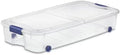 The pack Large Storage Bin 66 Quart Clear Underbed Storage Container with Latch Lid and Wheels (1) by Unknown