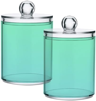 4 Pack Qtip Holder Dispenser with Lids,Green Gradient Storage Containers,Bathroom Canisters Organizer for Cotton Ball,Cotton Swab,Cotton Round Pads,Floss 21214689 - Image 7