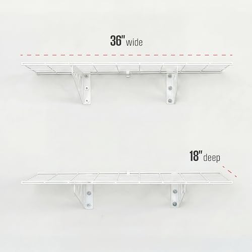 SafeRacks Steel Garage Wall Shelves 2-Pk w/Hooks, 500lb, White (18x36) - Image 3