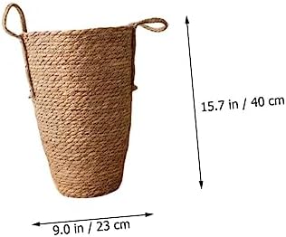 Large Seagrass Woven Basket for Plant Display Tall Pot Handle Multi-Purpose Desktop Planter for Home Decor - Image 6