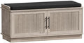 Akxomel 39.4" Fluted Shoe Storage Bench 2 Doors Wooden Entryway Bench Grey by Akxomel