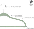 Simplify Slim Velvet Clothes Hangers | 50 Pack | Non-Slip | Shirts | Suit | Pants | Dresses | Garments | Closet Storage & Organization | Durable | Sage - Image 5