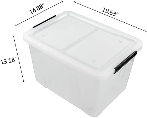 Bringer 4-Pack Large Plastic Storage Box, 50 L Wheeled Clear Storage Boxes - Image 2