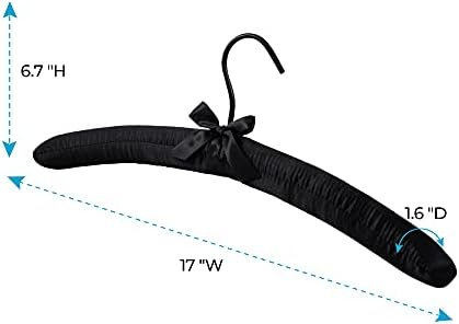 JS Hanger Padded Hanger for Sweaters - 17 Inch Extra Large Heavy Duty Satin Covered Coat Hangers No Shoulder Bump for Women Clothes, Sweaters, Dresses, Clothing, Weddings, Lingerie Pack of 10, Black - Image 5