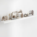 Fun Memories 72 Inch Long Floating Shelves for Wall, 72x9.3 Large Floating Shelf for Bedroom, Kitchen, Bathroom, Wall Mounted Rustic Wood Shelves with Invisible Bracket for Books, Decor, White by FunMemories