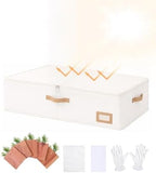 Wedding Dress Storage Box, Large Wedding Dress Preservation Box with 5 Cedar Wood Blocks, 30 Sheets of Acid-Free Tissue Paper, Microfiber Gloves, and Dust-Proof Bag-Beige Color by Coorganisers