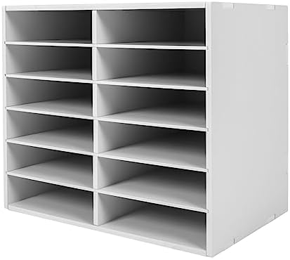 Mail Sorter Desktop, White Student Mailbox for Classroom, 12 Compartments Literature Organizer, Sheet Sorter, Paper Organizer for Home School Office (12 Slots White) by MhdunueSK