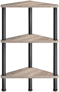 HOOBRO Corner Shelf Stand, Industrial 3-Tier Wall Corner Bookshelf with Metal Frame, Plant Display Shelf, Bookcase for Small Spaces, Living Room, Greige and Black BG30CJ01 by HOOBRO