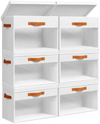 Homsorout Large Storage Bins with Lids - 6 Pack Foldable Decorative Organizers with Clear Windows & Handles, Cube Storage Organizers for Clothes, Blankets, Sweaters, Sheets, White by Homsorout