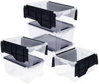 ORGANIZE-IT!, 6-Pack Flip-Top Tote 28 Qt, Storage Bin with a Clear Plastic Base, Black Lid, Stackable, 18" L X 12" W X 8" H by Organize-It