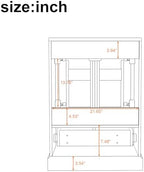 Harper & Bright Designs 24" Bathroom Vanity with Sink, Free Standing Single Basin Vanity with Divided Drawer & 2 Doors with Double Shelf, Wooden Storage Cabinet with Ceramic Basin for Bathroom, White - Image 5