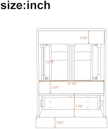 Harper & Bright Designs 24" Bathroom Vanity with Sink, Free Standing Single Basin Vanity with Divided Drawer & 2 Doors with Double Shelf, Wooden Storage Cabinet with Ceramic Basin for Bathroom, White - Image 5