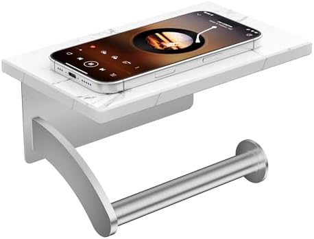 FORIOUS Toilet Paper Holder with Shelf, Natural Marble, Commercial by FORIOUS
