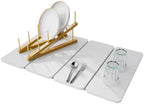 2-in-1 Stone Dish Drying Mat and Bamboo Dish Rack Combo, 24x16 Inch Super Absorbent Fast Dry Diatomaceous Earth Dish Drying Mat, Foldable Space Saver for Kitchen Counter Bathroom Apartment by Elevateyourspacewithstorageoptions