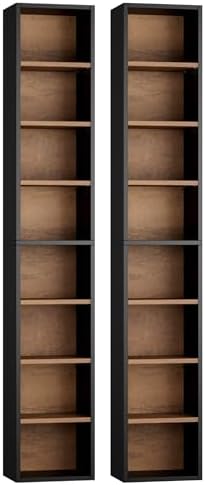 FOTOSOK 2 Pcs 71'' Tall Narrow Bookshelf, 8-Tier Media Tower Rack Set of 2 by FOTOSOK