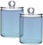4 Pack Qtip Holder Dispenser with Lids,Blue Gradient 3 Storage Containers,Bathroom Canisters Organizer for Cotton Ball,Cotton Swab,Cotton Round Pads,Floss 21214681 - Image 7