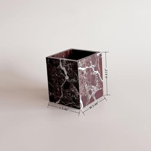 Natural Marble Stone Square Storage Container Empty Vessel Holder Cup for Candle/Pens/Sundries items (Rosa Levanto) - Image 6