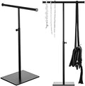 Adjustable T-Bar Purse Holder Stand - Tabletop Handbag Display Rack with Heavy-Duty Metal Base for Retail, Closet, Desk Use - Organize Purses, Wreaths, Hats, Scarves, Jewelry & Crafts (Black) by BjewegoHome