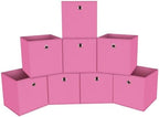Foldable Storage Cubes Bins ,11 Inch Cloth Storage Cube Fabric Storage Box Cubes Organizer Baskets with Dual Handles for Home Organizer Set of 8 (Pink) by NieEnjoy