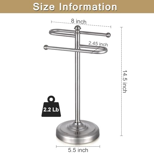 Hand Towel Holder Stand for Bathroom Countertop,S-Shape Bar,Brushed Nickel - Image 5