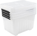 Farmoon 4 Pack 30 Quart Plastic Latching Storage Box Bin with Wheels, Clear - Image 4