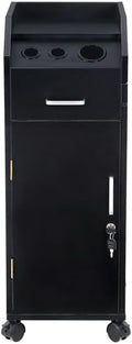 Hair Salon Storage Cart with Wheels & 3 Hair Dryer Holders & 4 Drawers & Lock & 2 Keys, Hairdressing Tools Station Mobile Makeup Case (Black) by Unknown