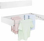 Wall Mounted Laundry Drying Rack, Carbon Steel Foldable & Retractable Clothes Drying Rack, Space Saving Adjustable Towel Holder for Bathroom, Laundry, Small Spaces (1, White, 50cm) by Unknown