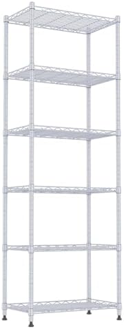 REGILLER 6 Wire Shelving Steel Storage Rack Adjustable Unit Shelves for Laundry Bathroom Kitchen Pantry Closet(Silver,11.7" D x 21.4" W x 63" H) by REGILLER