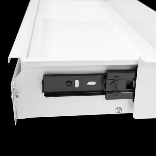 Xuthusman Under Desk Drawer, Under Desk Mounted Sliding Pull-Out Drawer Storage Organizer Space Saving Hidden Pull-Out Drawer for Office Home Desktop Accessories (White) - Image 4