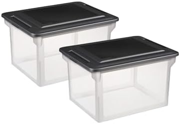 2-Pack 32 Quart Clear Plastic File Box with Lid, Letter Legal File Storage by Unknown