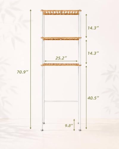 LiSHELF Bamboo Over The Toilet Storage Shelf 3-Tier Bathroom Organizer Rack Freestanding Above Toilet Shelves Space Saver for Small Bathroom, Laundry, White - Image 2