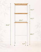 LiSHELF Bamboo Over The Toilet Storage Shelf 3-Tier Bathroom Organizer Rack Freestanding Above Toilet Shelves Space Saver for Small Bathroom, Laundry, White - Image 2