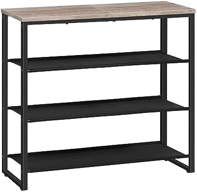 HOOBRO Shoe Rack, 4 Tier Shoe Storage Organizer with 3 Oxford Fabric Shelves and Top Panel, Holds 12-16 Pairs of Shoes for Entryway and Closet, Industrial, Greige BG47XJ01G1 by HOOBRO