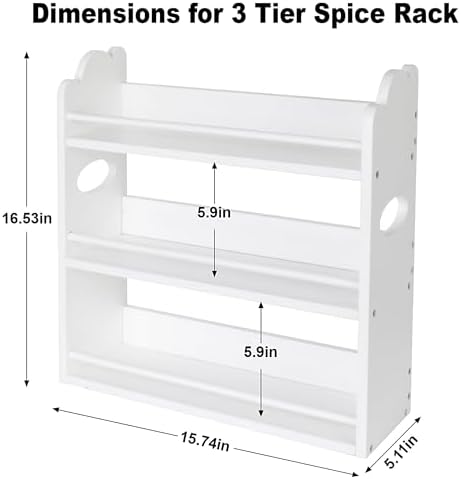 3-Tier Bamboo Spice Rack, Wall Mount & Countertop Spice Organizer - Image 3