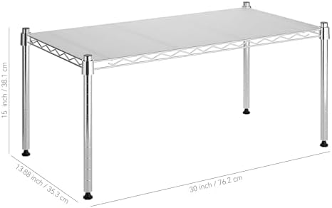 Whitmor 1 Tier Supreme Stacking Shelving Unit, Wire Metal Home Storage Organizer, 30" L x 14" W x 15" H, Chrome w/Liner - Image 3