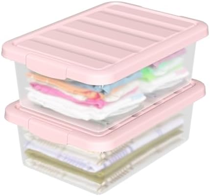 14 Quart Basic Clear Storage Box with Pink Lid (Pack of 2) - Image 4