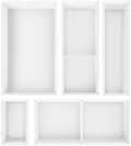 Bamboo Drawer Organizer,5 PCS White Bathroom Tray&Desk Organizers and Storage,Cabinet Divider With Removable Silverware Organization for Kitchen,Utensils,Junk,Office,Makeup by Bxngjuj