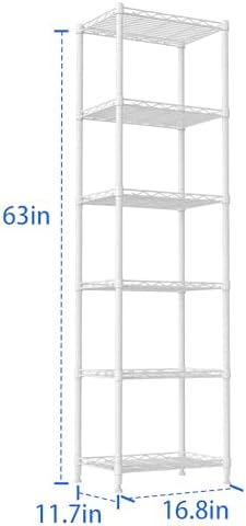 REGILLER 6 Wire Shelving Steel Storage Rack Adjustable Unit Shelves for Laundry Bathroom Kitchen Pantry Closet(White,11.7" D x 16.8" W x 63" H) - Image 3