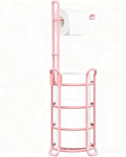 TomCare Toilet Paper Holder Stand Free Standing, Holds 4 Mega Rolls, Pink by TomCare