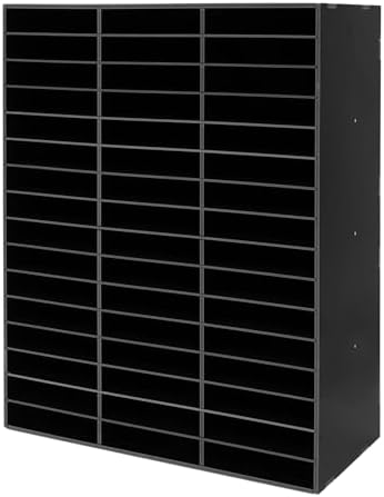 Literature Organizer,Desktop File Sorter Mail Center,Paper Storage Cabinet with 48 Slots Compartments,Suitable for Home School Office (48 Slots Black) by MhdunueSK