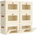 Homsorout Small Closet Storage Bins - Closet Shelf Organizer with Open Window, 6 Pack, Beige by Homsorout