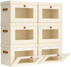 Homsorout Small Closet Storage Bins - Closet Shelf Organizer with Open Window, 6 Pack, Beige by Homsorout